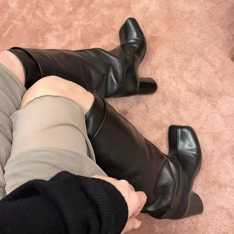 High Knee Heel Boots - Autumn Winter Elegant Punk Style Design