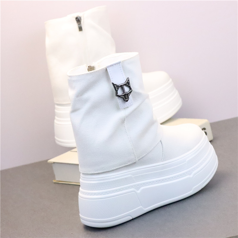 Women'S Shoes Extra Wide - 12cm Hidden Heel High Top Canvas
