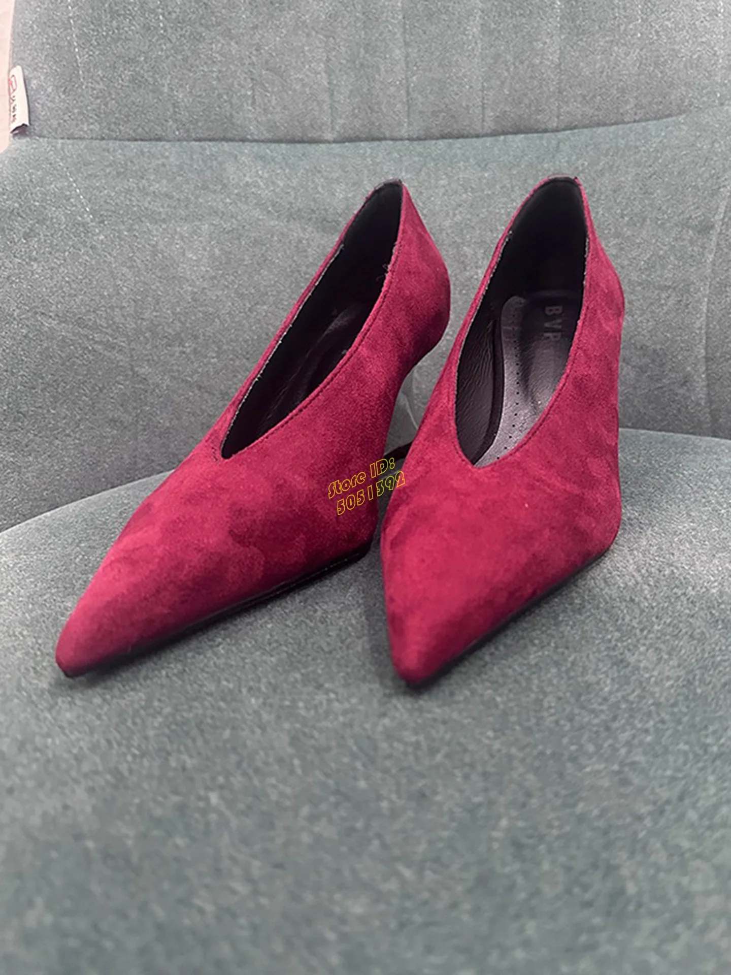 Women'S Shoes Burgundy - Red Suede Slip On Pumps Wedges