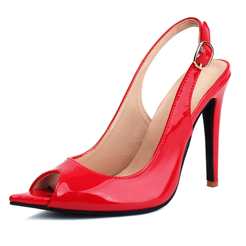 Peep Toe Heels - Sexy Red Women's Sandals Summer Shoes
