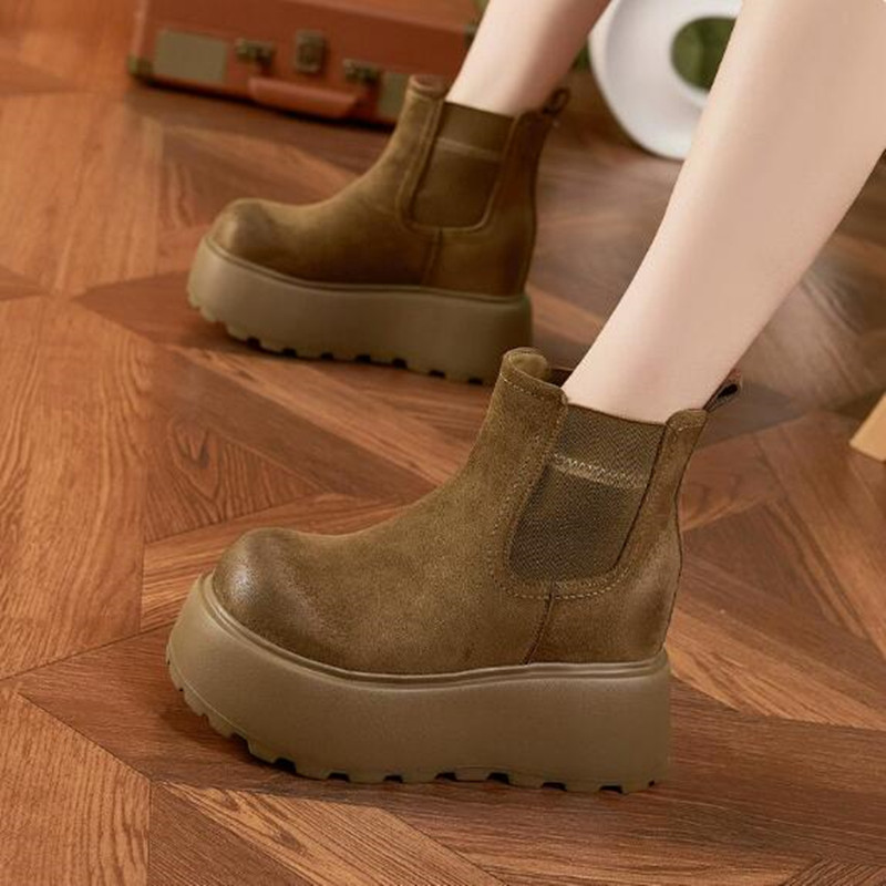 Women'S Shoes Chelsea - Luxury Suede Cow Genuine Leather Snow