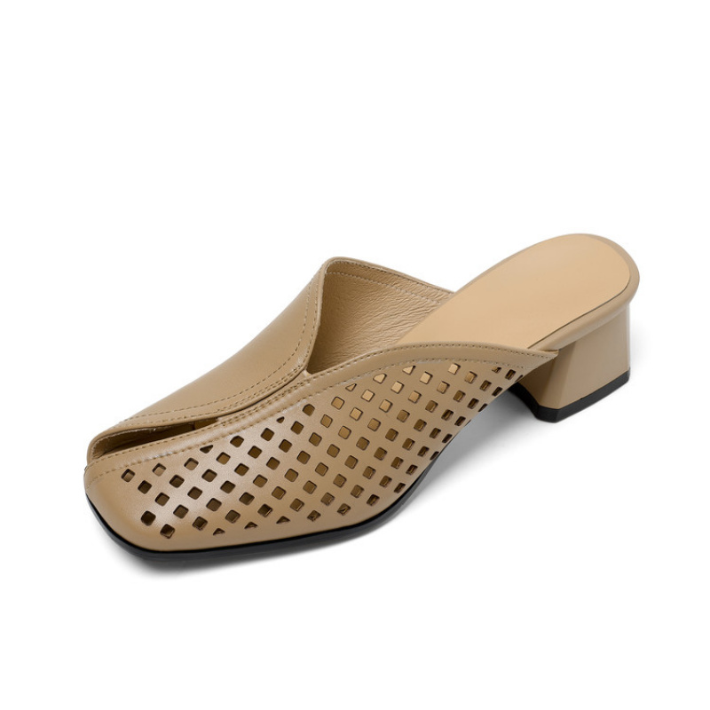 Women'S Shoes Wide Width - Heels Slippers Thick Heel Slip-On Big