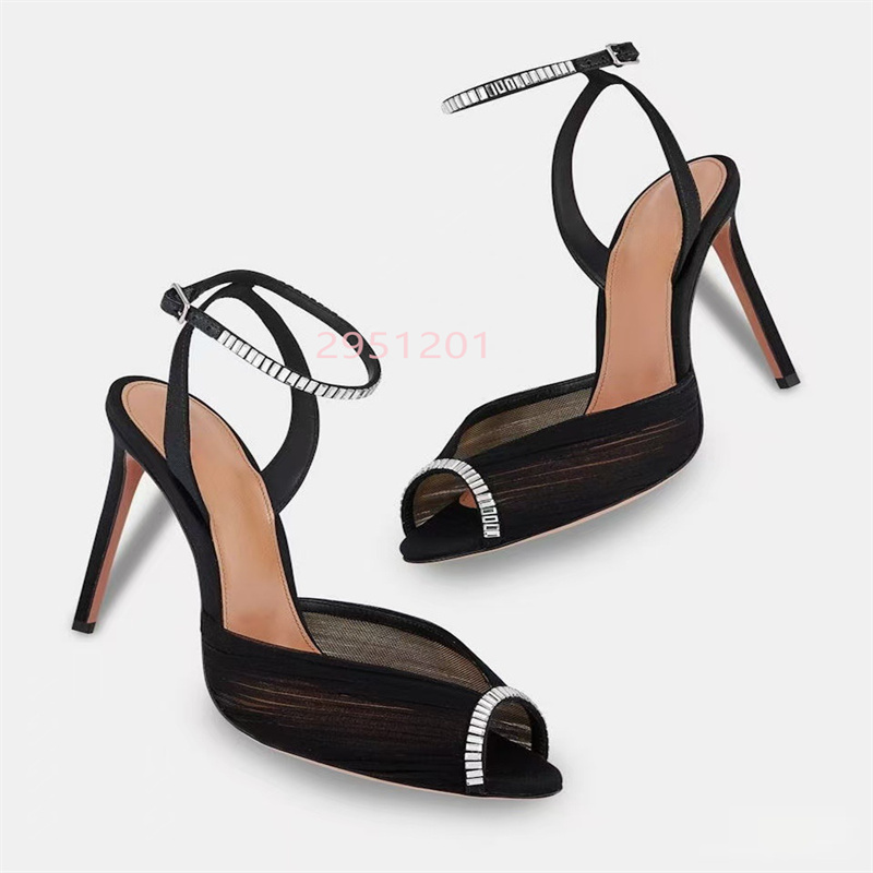 Peep Toe Heels - Crystal V Pointed Toe Women White