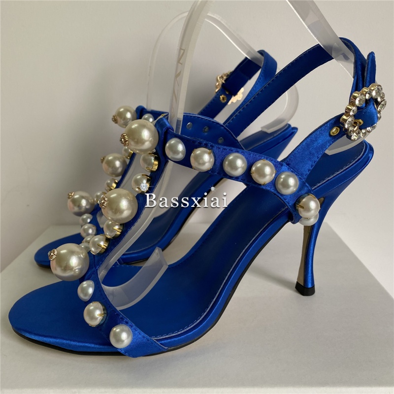 Pearl Bead Decor T-Strap Stile - Strappy Heeled Sandals ulasan dan harga