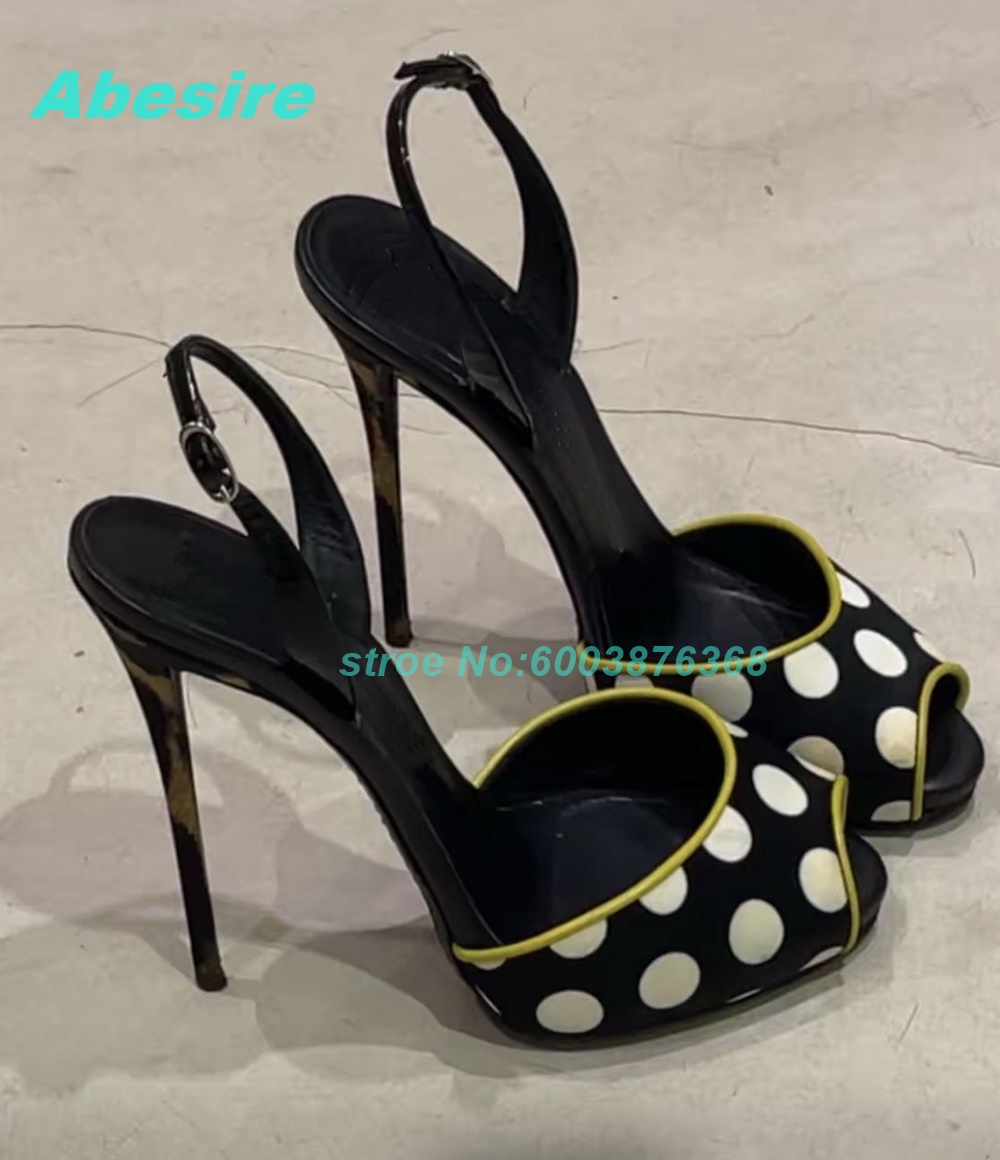 Polka Dot Patchwork Two-Tone S - Peep Toe Heels ulasan dan harga