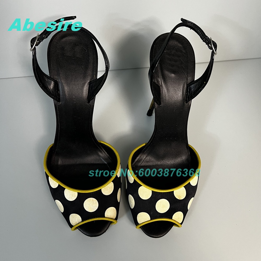Polka Dot Patchwork Two-Tone S - Peep Toe Heels ulasan dan harga