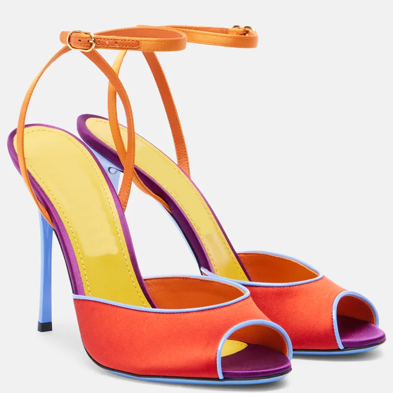 Satin Mixed Colors Peep Toe Sa - Peep Toe Heels ulasan dan harga