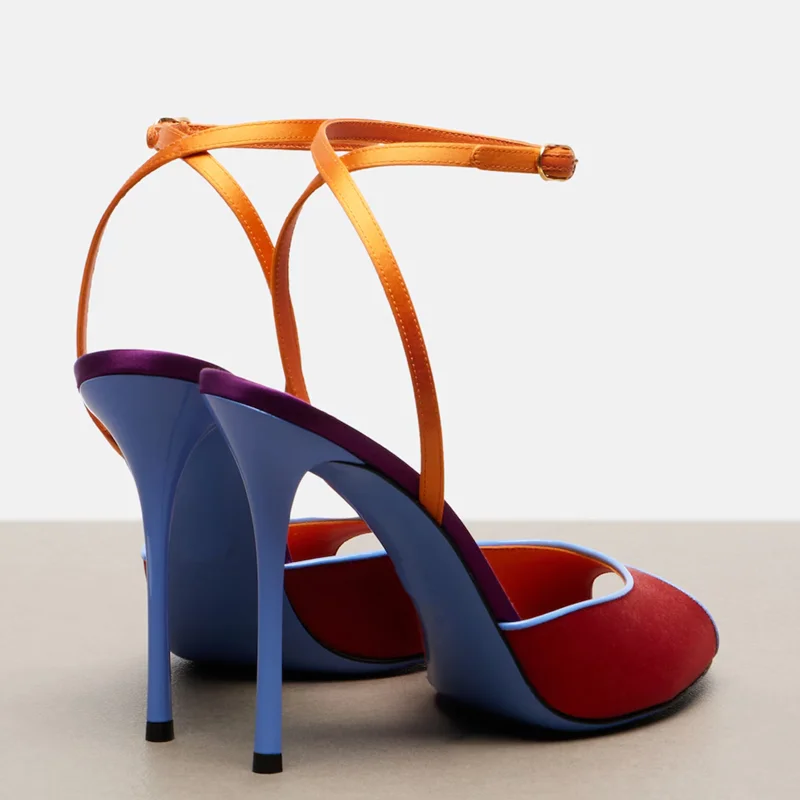 Satin Mixed Colors Peep Toe Sa - Peep Toe Heels ulasan dan harga