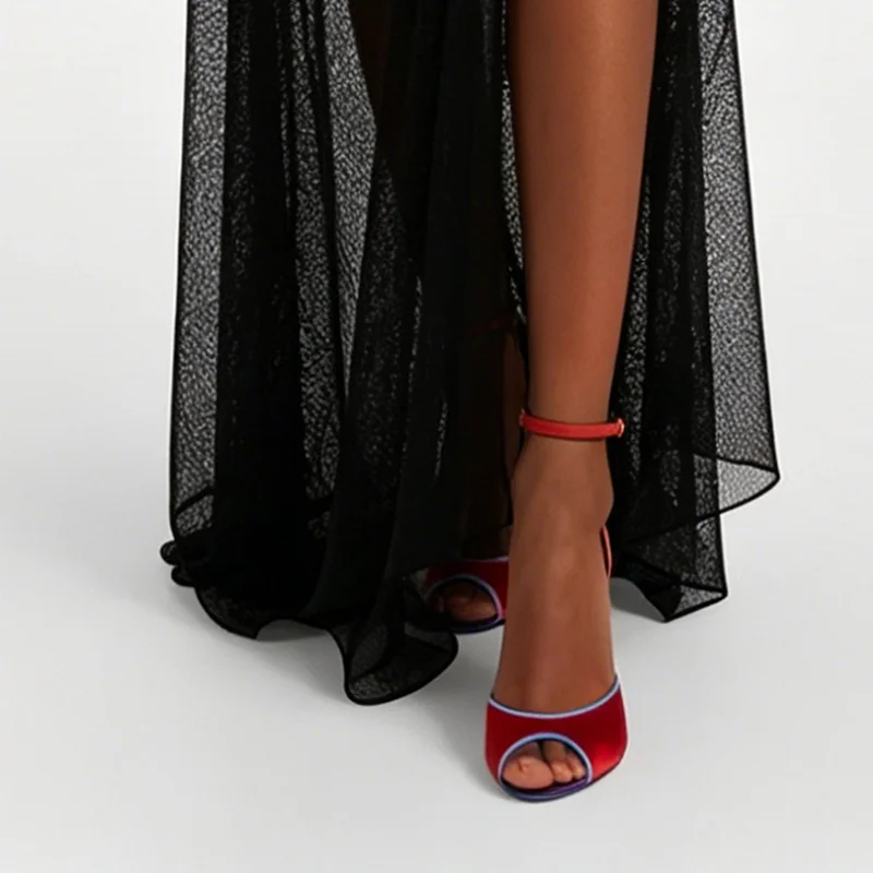 Satin Mixed Colors Peep Toe Sa - Peep Toe Heels ulasan dan harga