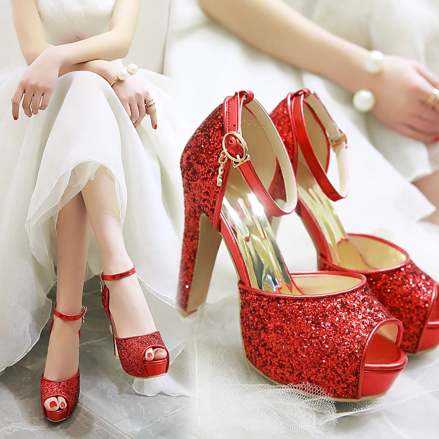 Silver Summer Women High Heel  - Peep Toe Heels ulasan dan harga