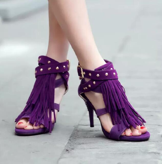 Sexy Purple Black Faux Suede T - Women'S Shoes Size 12 ulasan dan harga