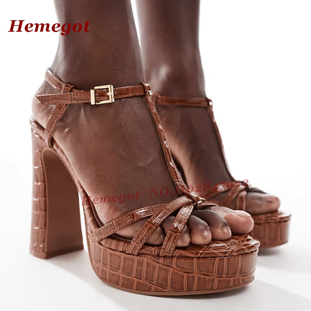Brown Croc-Pattern Platform Sa - Women'S Shoes Crocs ulasan dan harga