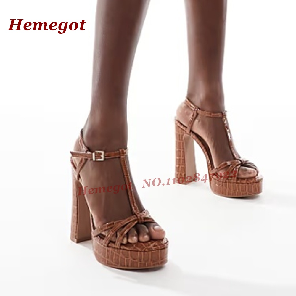 Brown Croc-Pattern Platform Sa - Women'S Shoes Crocs ulasan dan harga