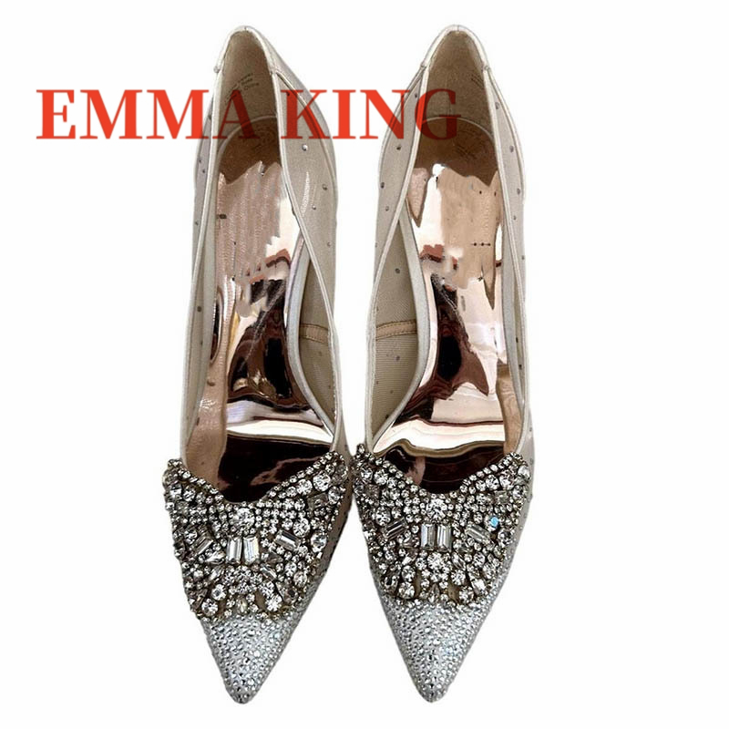 Mesh Embellished Court Shoes,W - Court Heel Pointed ulasan dan harga