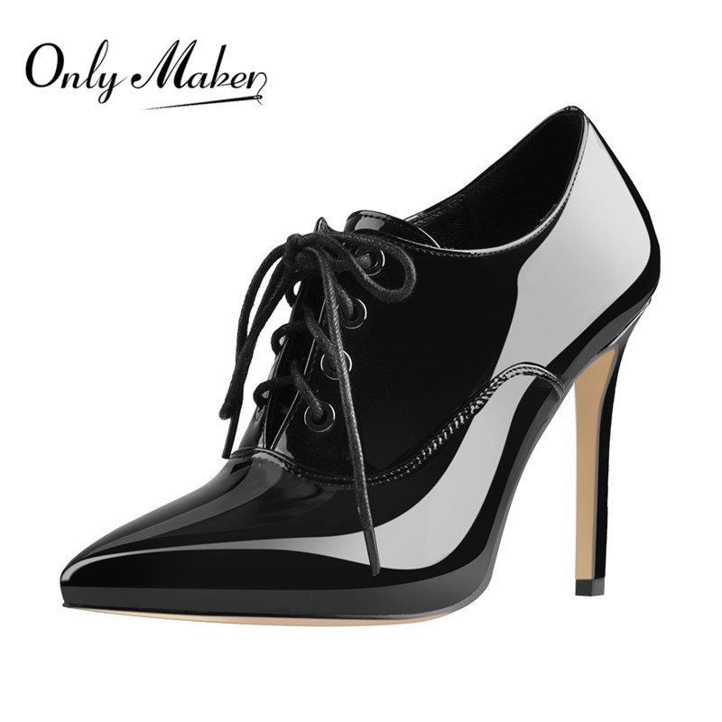 Onlymaker Women Lace Up Vintag - Court Heel Pointed ulasan dan harga