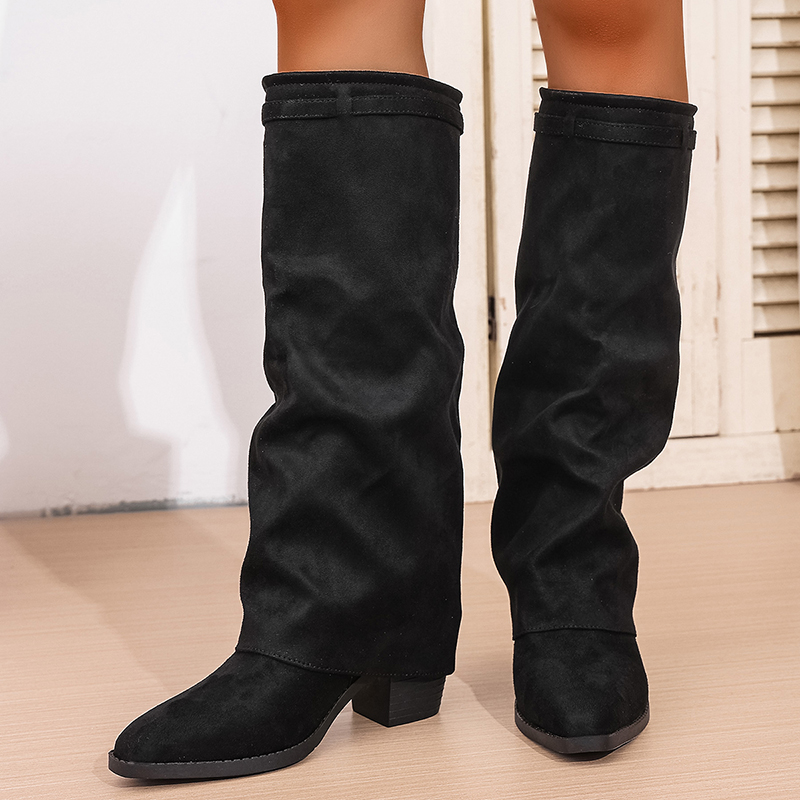 Fashion Slip On High Heeled Kn - High Knee Heel Boots ulasan dan harga