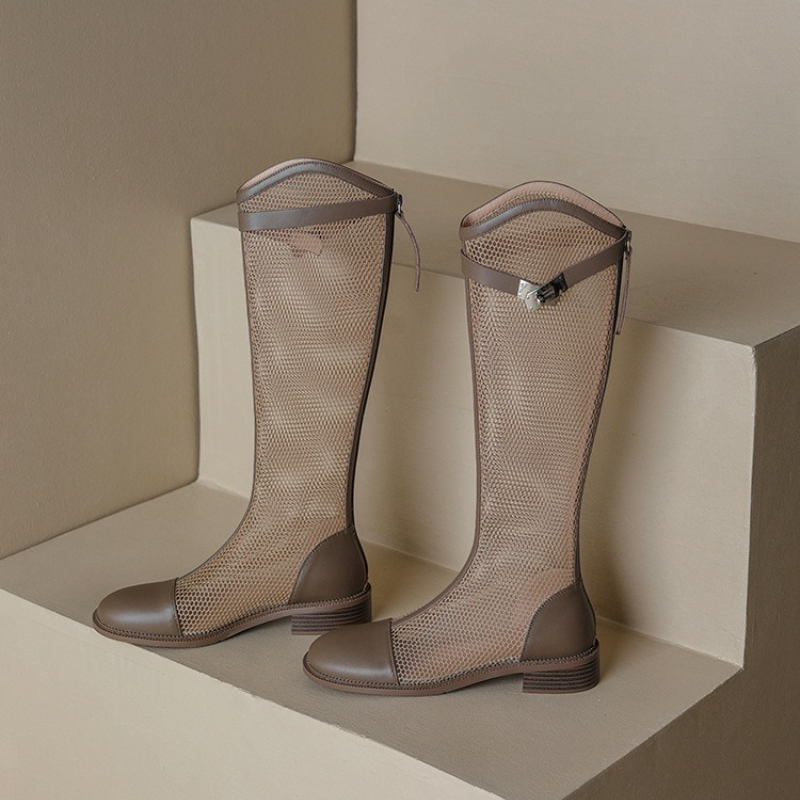 Female Summer Knee-high Mesh H - High Knee Heel Boots ulasan dan harga