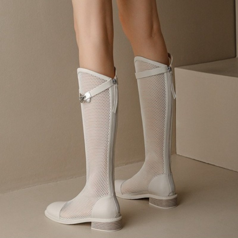Female Summer Knee-high Mesh H - High Knee Heel Boots ulasan dan harga