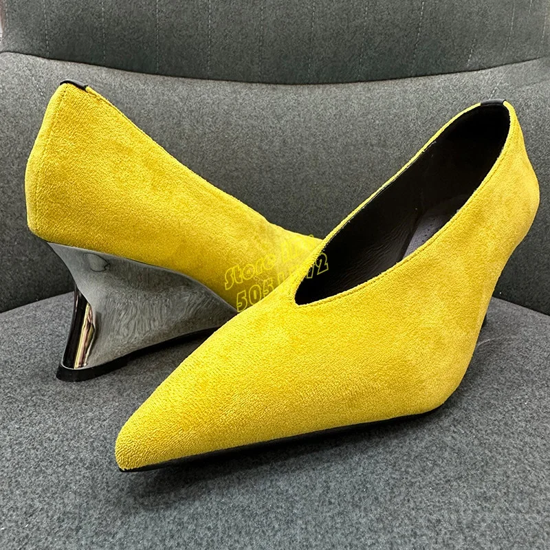 Red Suede Slip On Pumps Wedges - Women'S Shoes Burgundy ulasan dan harga