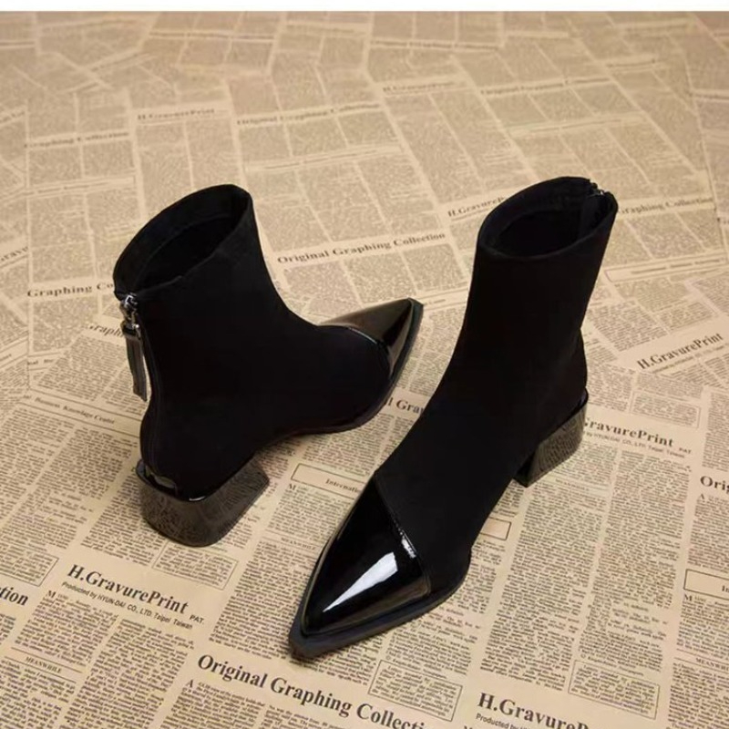 Ankle Boots Women Chunky Mid H - Women'S Shoes Chelsea ulasan dan harga