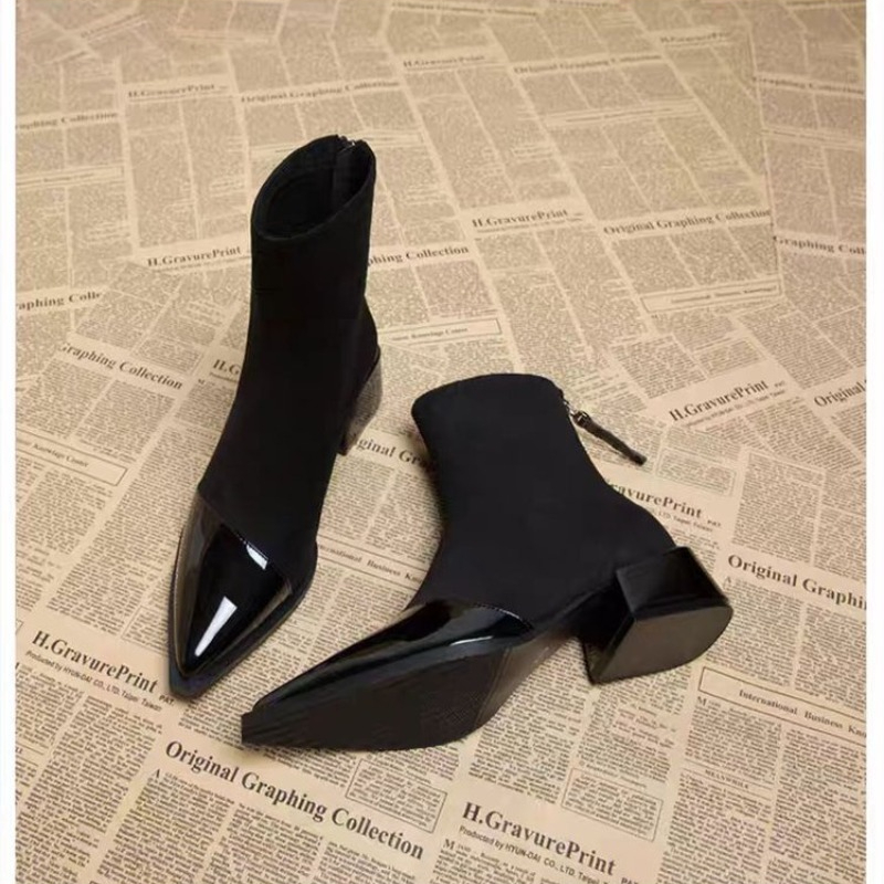 Ankle Boots Women Chunky Mid H - Women'S Shoes Chelsea ulasan dan harga