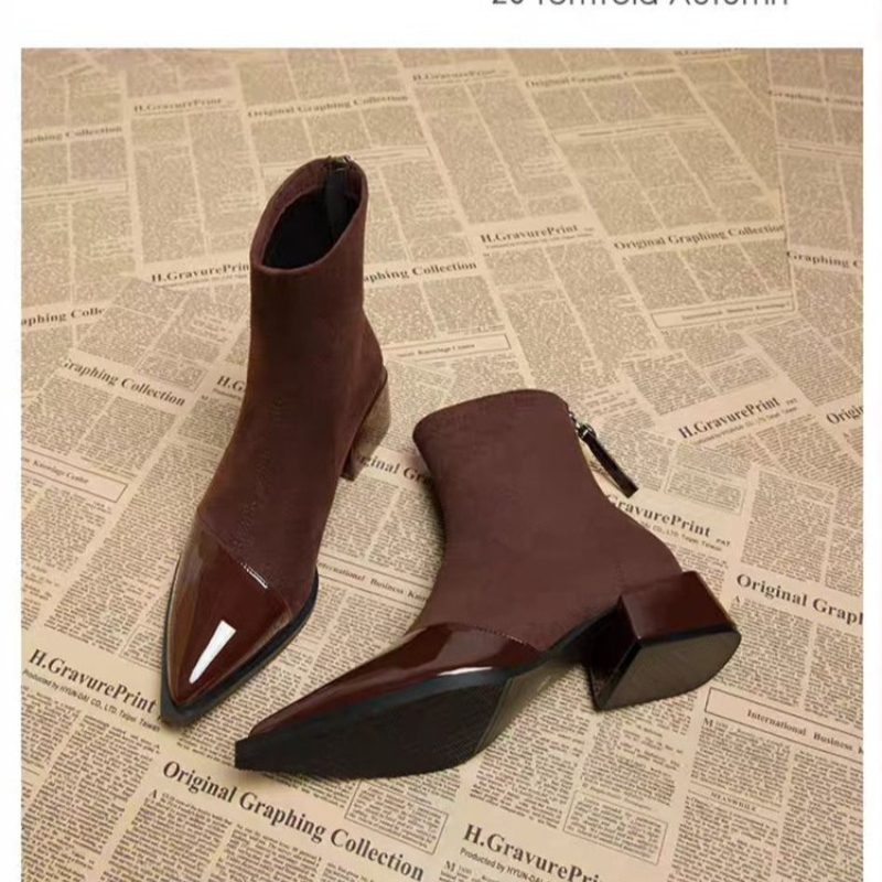 Ankle Boots Women Chunky Mid H - Women'S Shoes Chelsea ulasan dan harga
