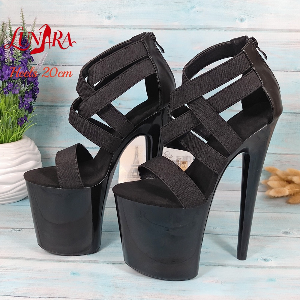 Womens 20cm/8Inch Black Strapp - Strappy Heeled Sandals ulasan dan harga