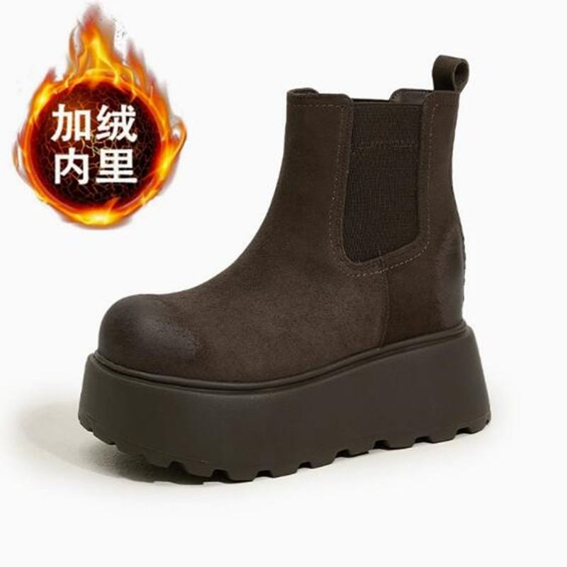 Luxury Suede Cow Genuine Leath - Women'S Shoes Chelsea ulasan dan harga