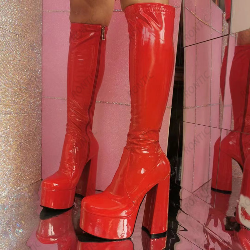 Rontic Handmade Women Platform - High Knee Heel Boots ulasan dan harga