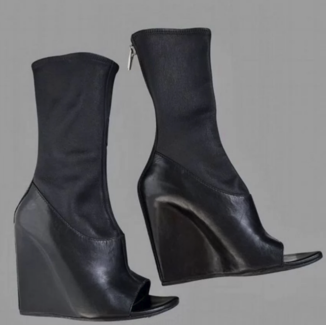 Black leather wedges peep toe  - Women'S Shoes Paris ulasan dan harga