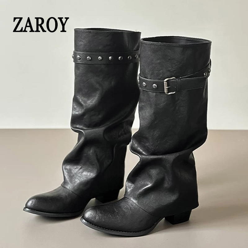 ZAROY Wide-Calf Knee-High Boot - High Knee Heel Boots ulasan dan harga