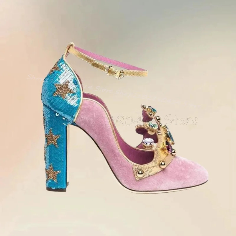 Court Style Crystal Crown Desi - Court Heel Pointed ulasan dan harga