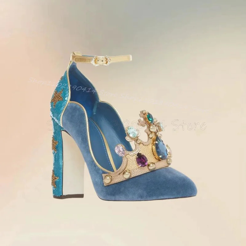 Court Style Crystal Crown Desi - Court Heel Pointed ulasan dan harga