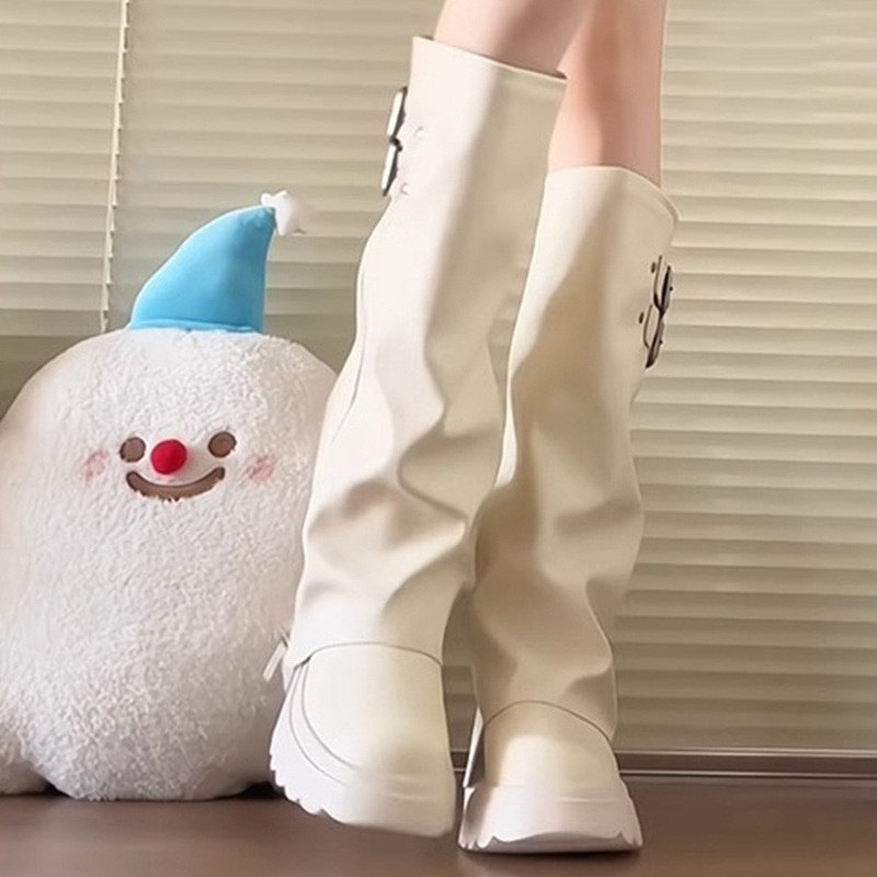 Punk Style Splicing Thick Bott - High Knee Heel Boots ulasan dan harga