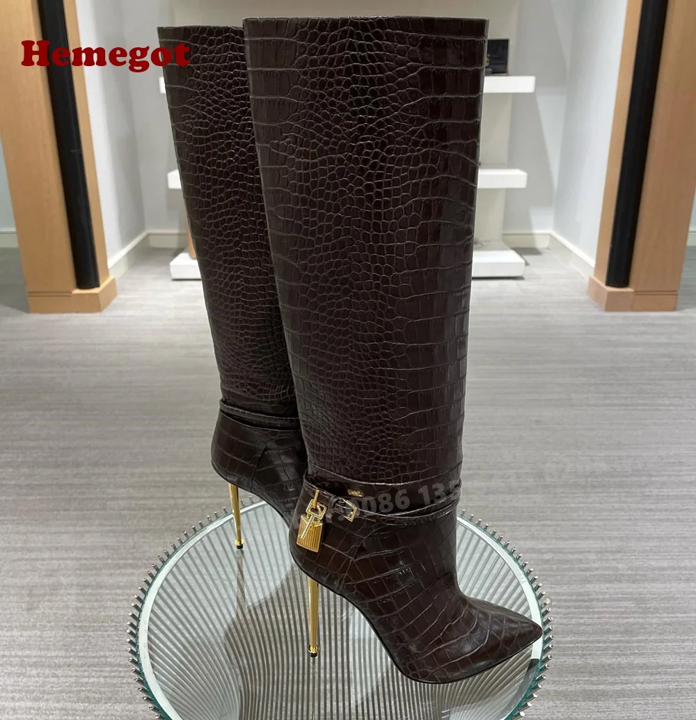 Croc-Pattern Metal Heels Knee  - Women'S Shoes Crocs ulasan dan harga