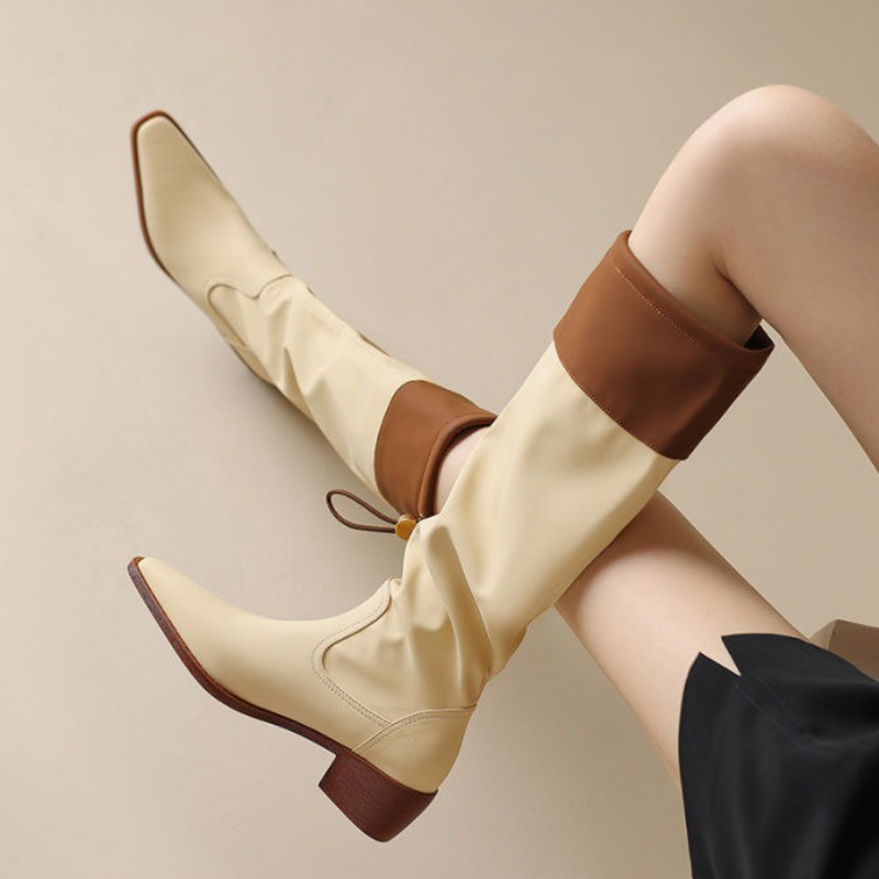 Apricot Square Toe Women's Lon - Women Shoes Waterproof ulasan dan harga