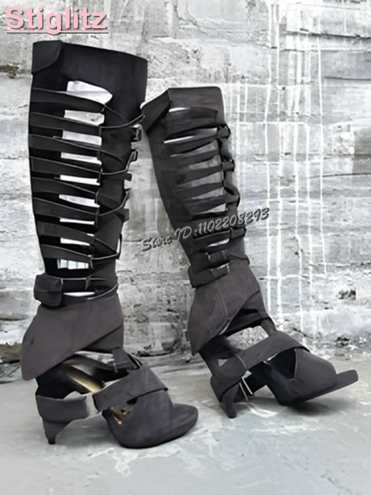 Retro Cross-tied Roman Sandals - Strappy Heeled Sandals ulasan dan harga