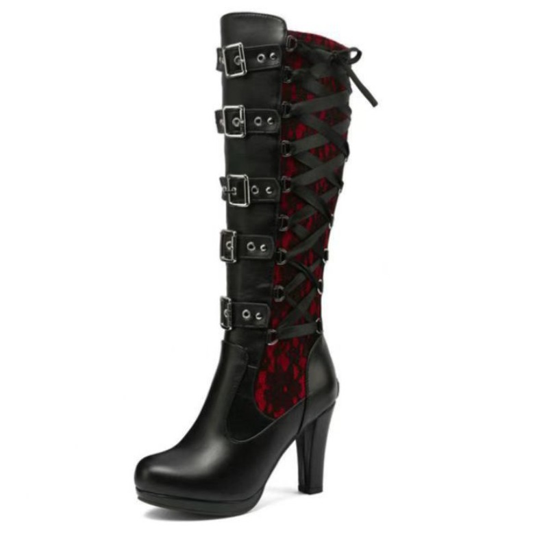 Punk Gothic Style Women's Knee - High Knee Heel Boots ulasan dan harga