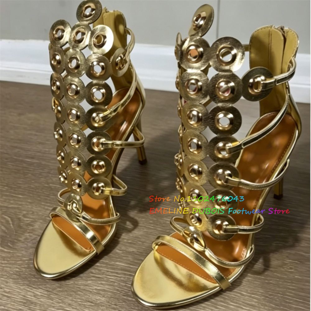 Gold Metal Circle Decor High H - Strappy Heeled Sandals ulasan dan harga