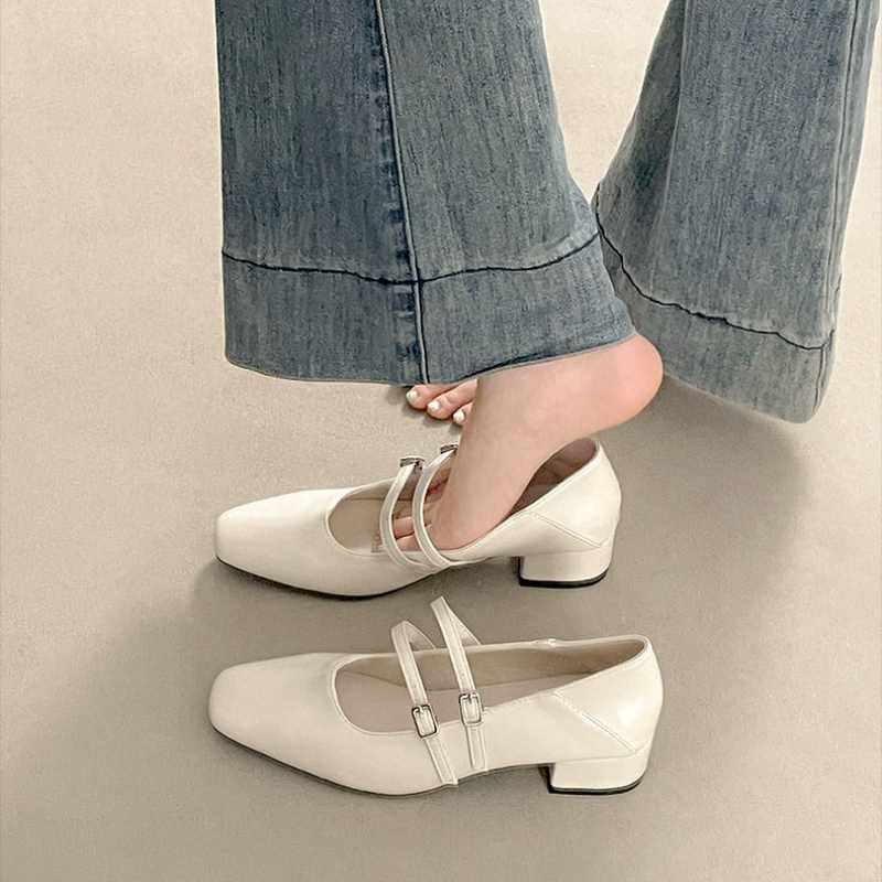 Square Toe Low Heel Women Silv - Women'S Heels ulasan dan harga