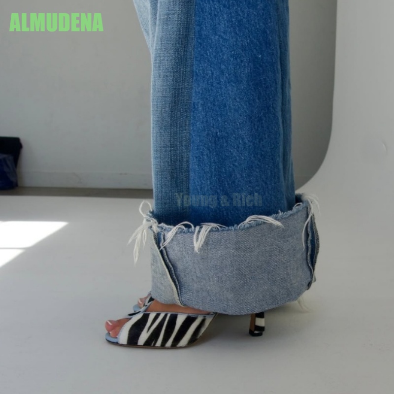 Zebra Print V-Cut Peep Toe Mul - Peep Toe Heels ulasan dan harga