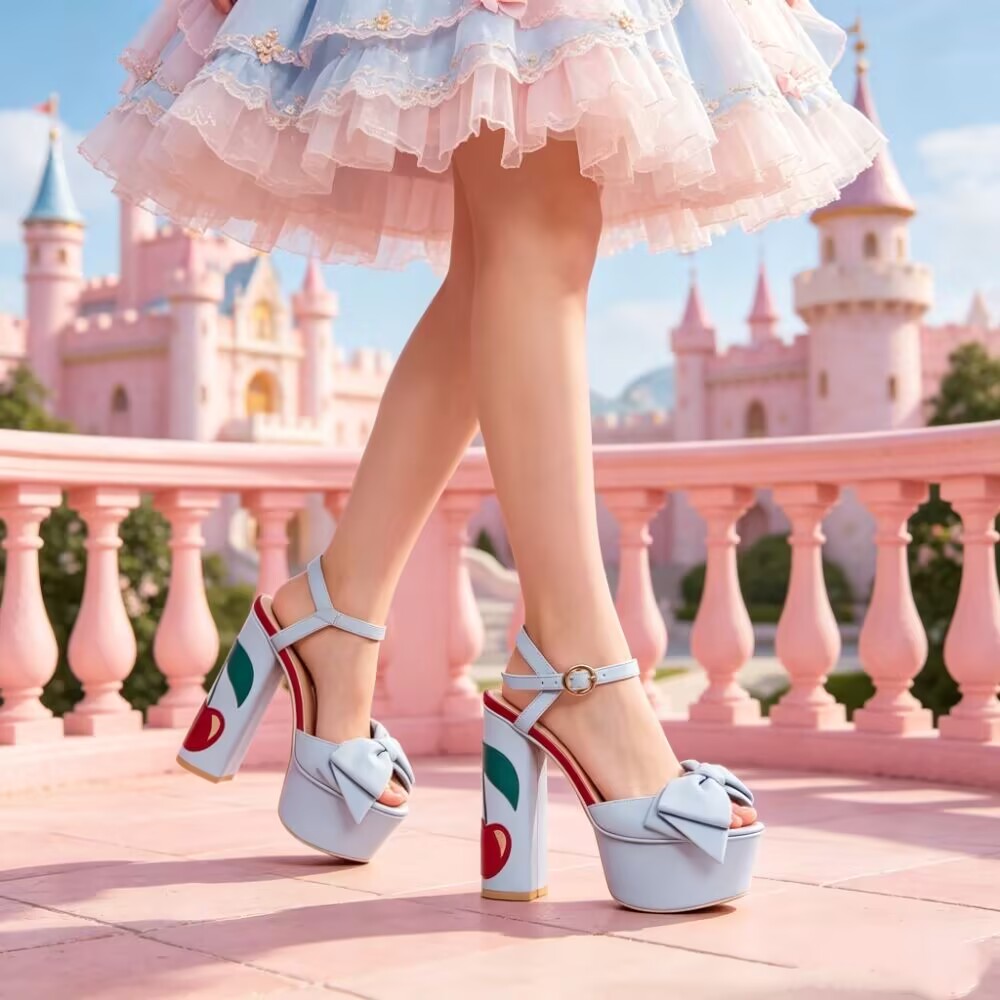Light Blue/Pink Platform Heele - Peep Toe Heels ulasan dan harga