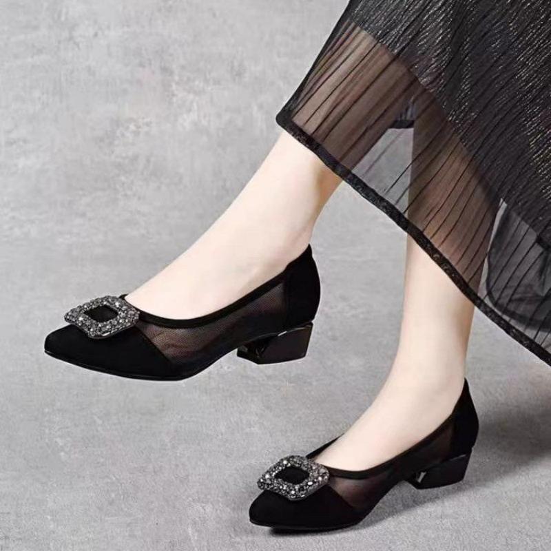 Elegant Pointed Toe Mesh Block - Women'S Heels ulasan dan harga