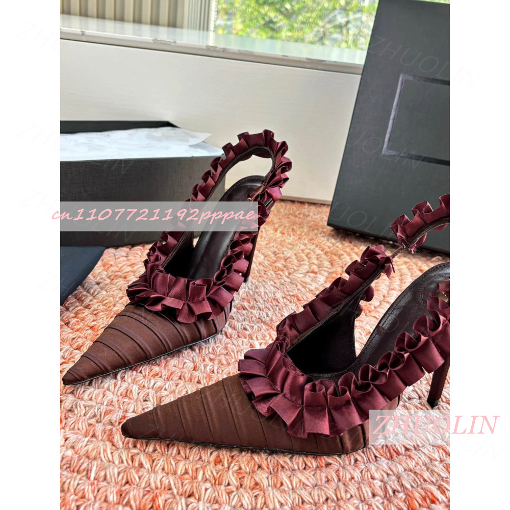 Slingback Heels Burgundy Pleat - Women'S Shoes Burgundy ulasan dan harga