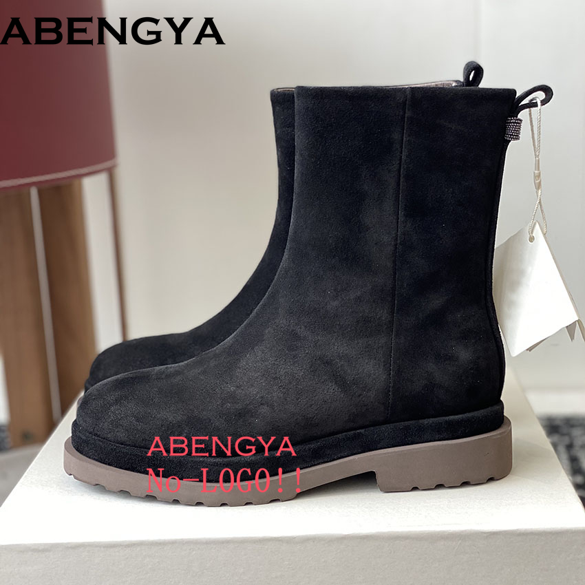 New Cow Suede Leather Flat Kni - Women'S Shoes Chelsea ulasan dan harga